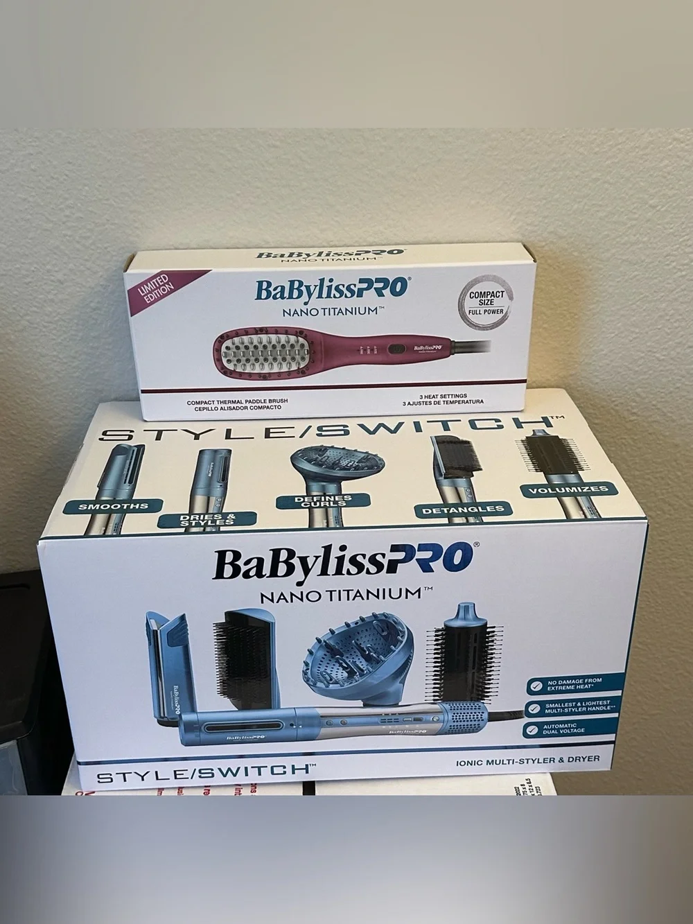 BaBylissPRO Style/Switch Ionic Multi-Styler & Dryer & babyliss paddle brush.